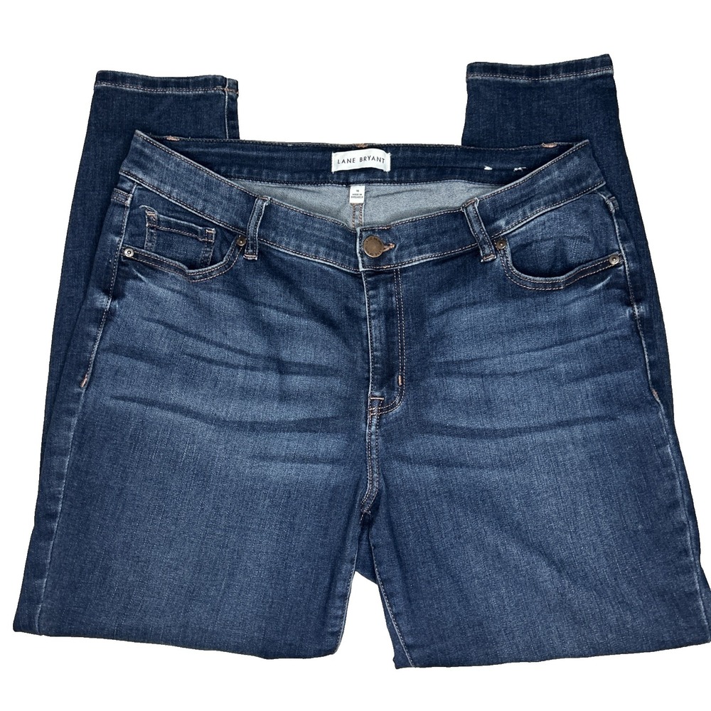 Lane Bryant 16 Med Wash Blue Flex Magic Waistband Signature Fit Mid‎ Rise Skinny